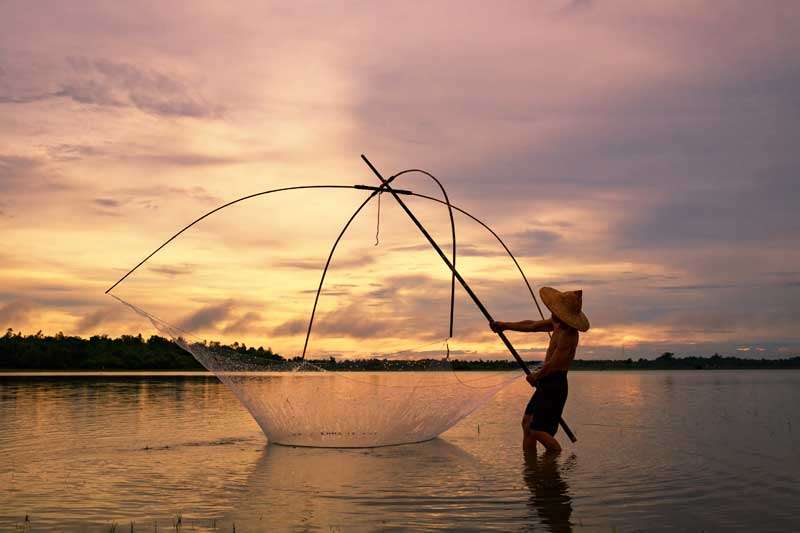 Chinese visnetten aan de kust van Kochi