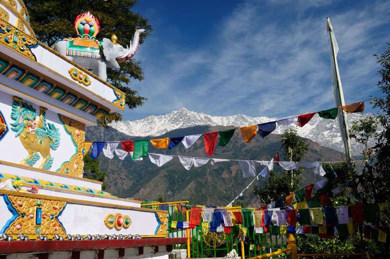 Tibetaanse vlaggetjes in Dharamshala<br>