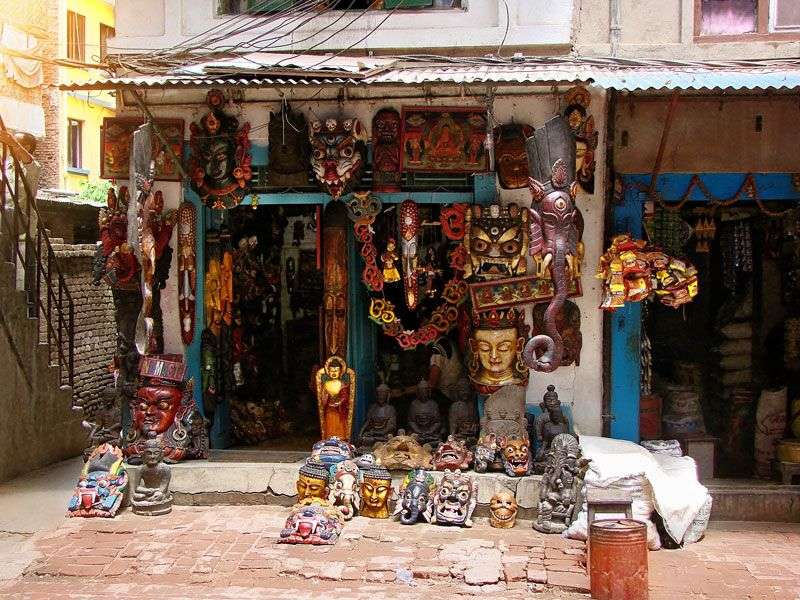 De gezellig wijk Thamel in Kathmandu<br>
