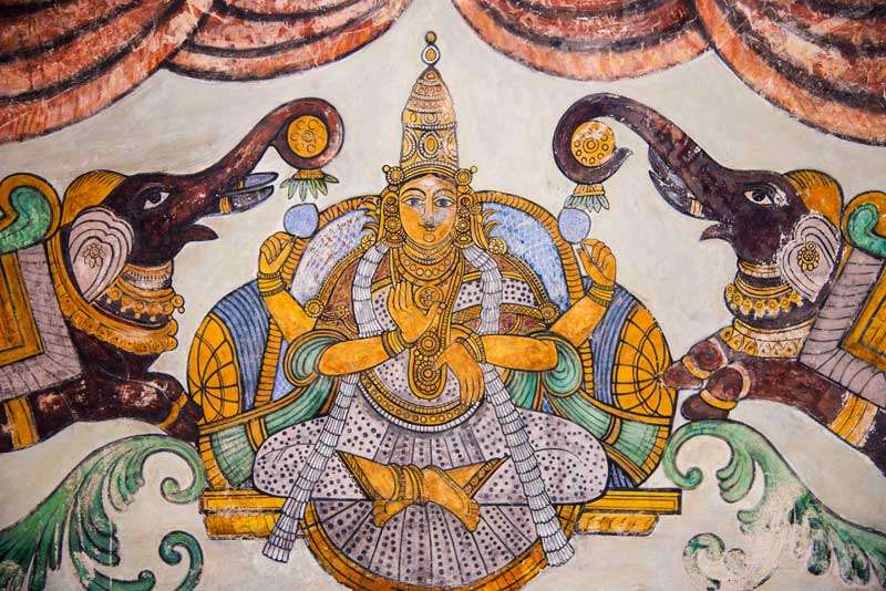 Muurschildering in de Brihadishvara tempel