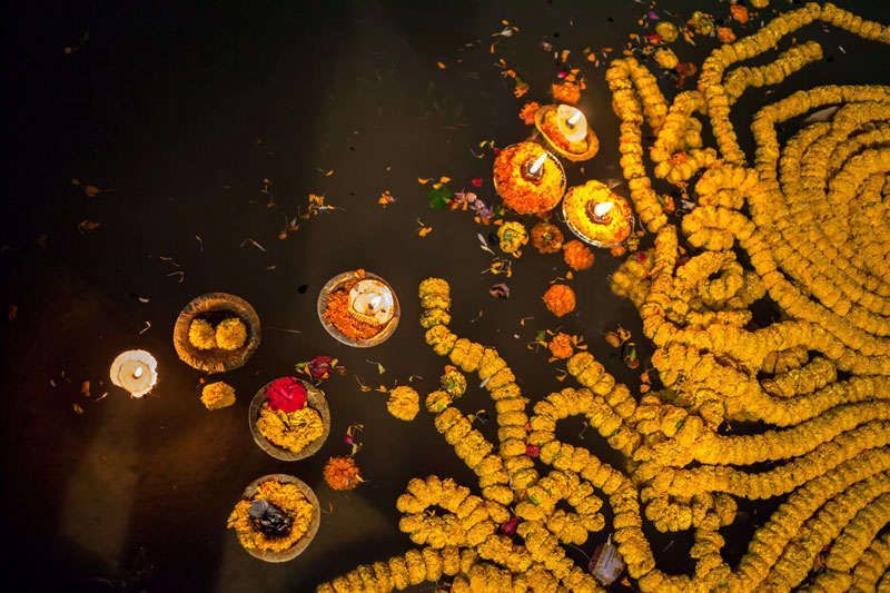 Aarti ceremonie in de avond<br>